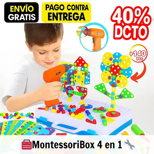 🧠 Juega y Aprende 4 en 1  🧰 Taladro MontessoriBox +140🧩